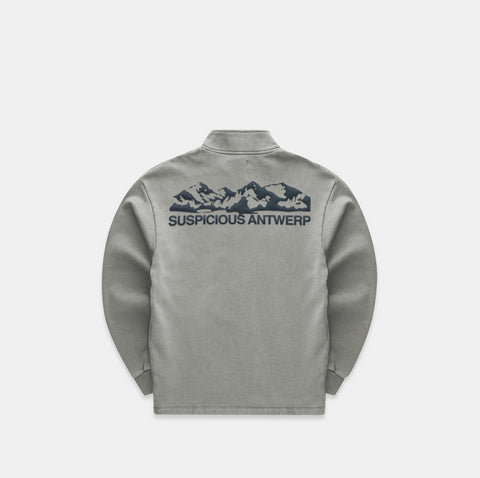 The Landscape Half-Zip Crewneck - Stonewashed Smokey