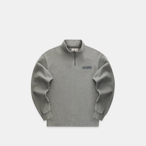 The Landscape Half-Zip Crewneck - Stonewashed Smokey