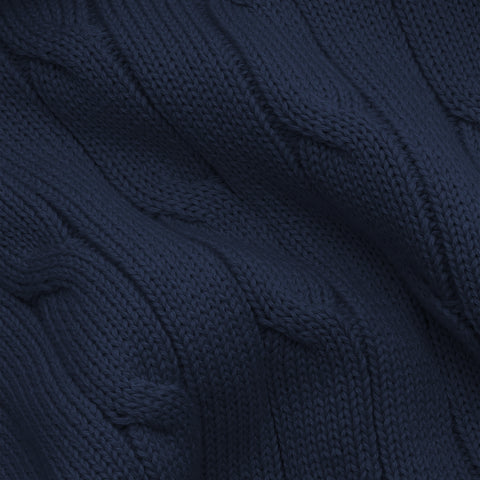 The Cable Pattern Knitted Sweat - Navy