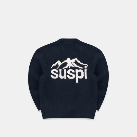 The Suspi Landscape Knitted Cardigan - Navy