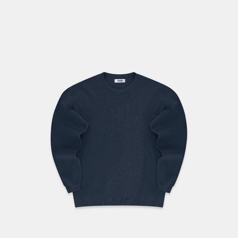 The Suspicious Cotton Knitted Crewneck - Coastal Blue